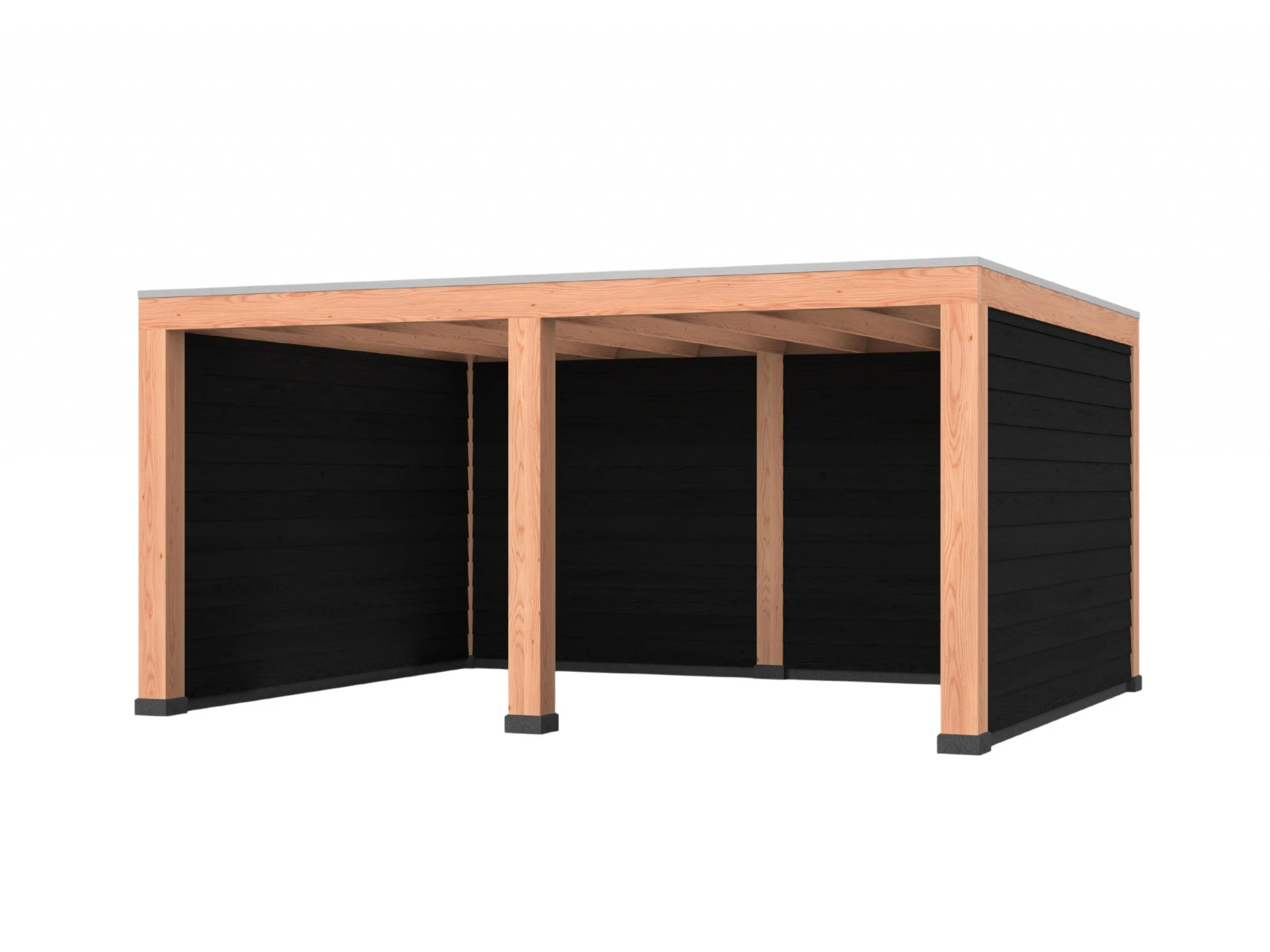 Douglas overkapping, 500 x 400, met achterwand en twee zijwanden, Westwood Robuust zwart - Afbeelding 1